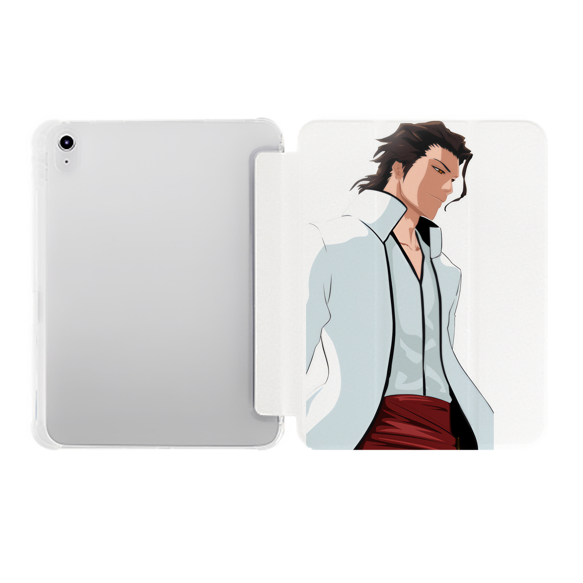 （画像用） ブリーチ 藍染 惣右介（あいぜん そうすけ） BLEACH Aizen Sousuke IPad ケース ペン収納付き 三つ折りスタンド PUレザー×シリコン 対応機種9.5/10.5/10.9インチ